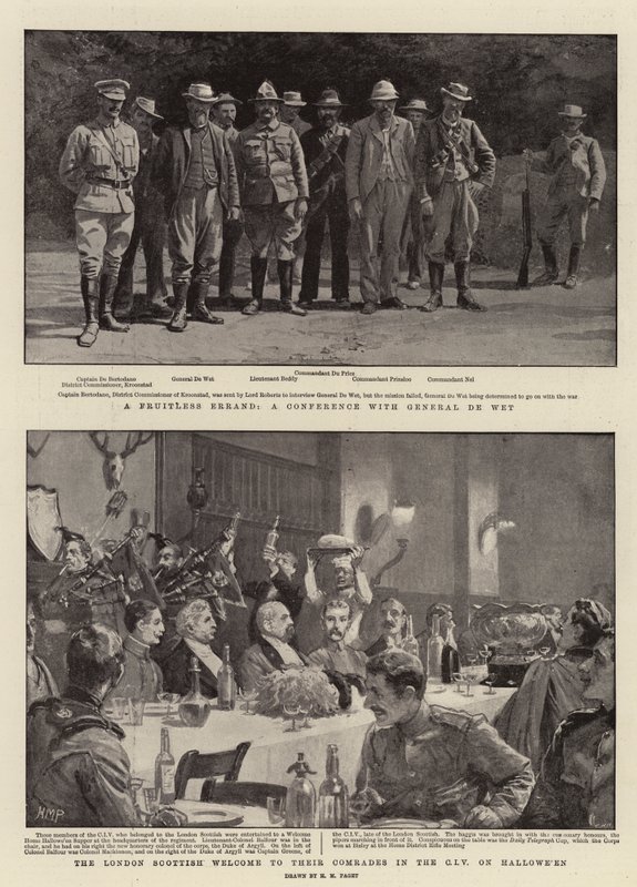 Una misión infructuosa, una conferencia con el General De Wet, la bienvenida de los escoceses de Londres a sus camaradas en el CIV en Halloween de Henry Marriott Paget