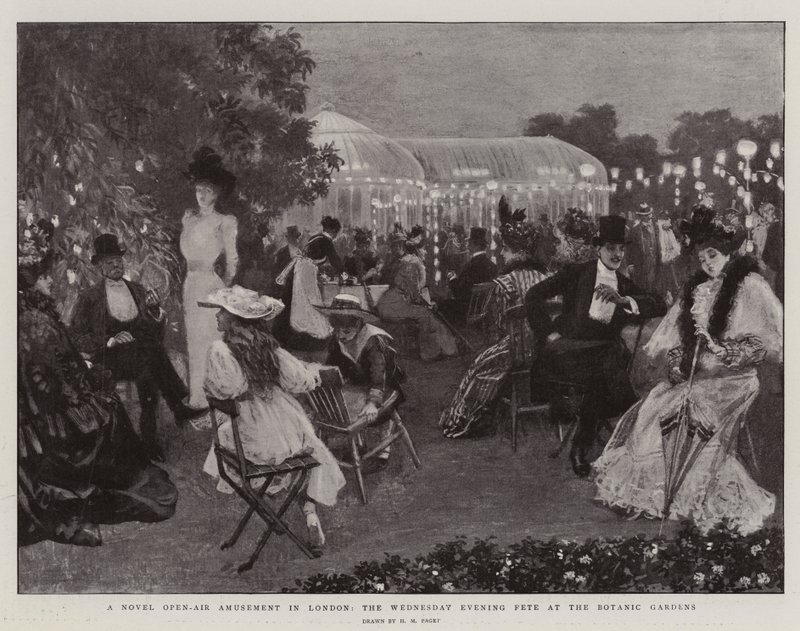 Una novedosa diversión al aire libre en Londres, la fiesta de la tarde del miércoles en los Jardines Botánicos de Henry Marriott Paget
