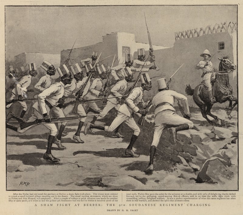 Una Lucha Simulada en Berber, el 9º Regimiento Sudanés Cargando de Henry Marriott Paget