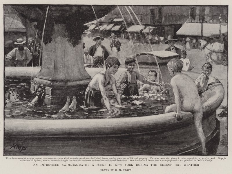 Un baño improvisado, una escena en Nueva York durante el reciente clima caluroso de Henry Marriott Paget