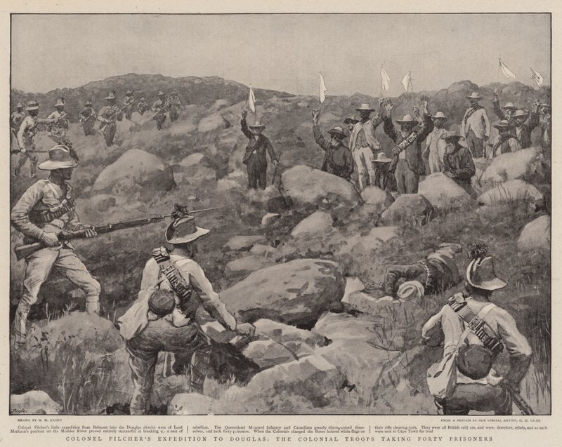 Expedición del Coronel Pilcher a Douglas, las tropas coloniales capturando a cuarenta prisioneros de Henry Marriott Paget