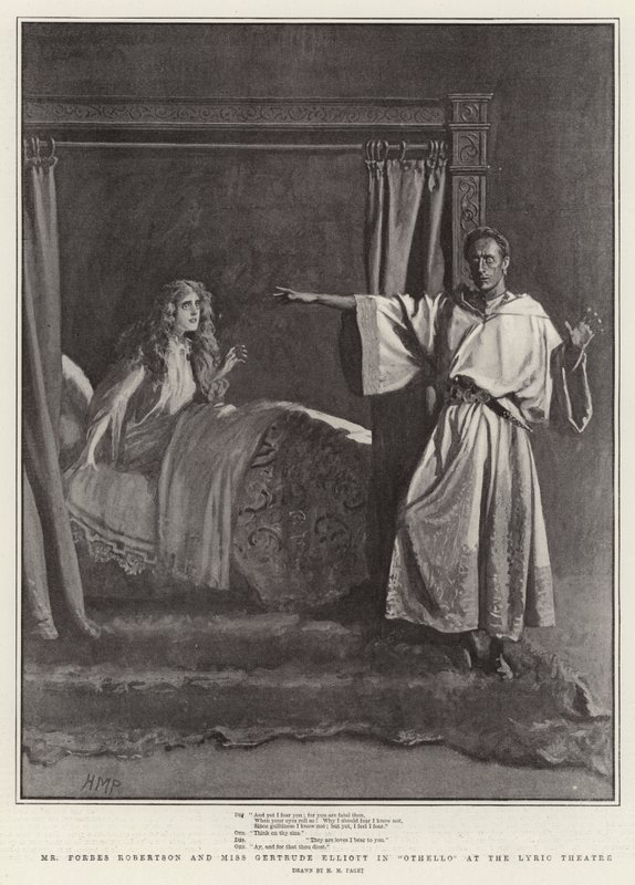Sr. Forbes Robertson y la Srta. Gertrude Elliott en Othello en el Lyric Theatre de Henry Marriott Paget