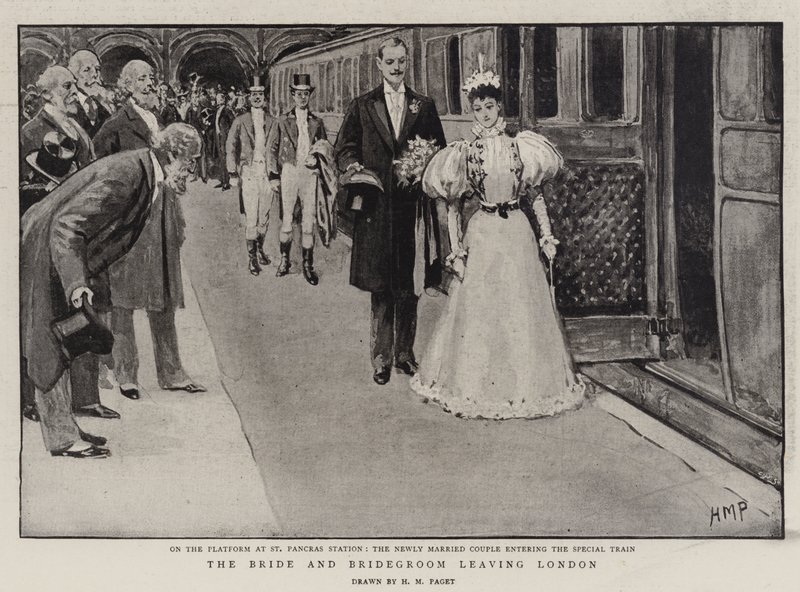 La Novia y el Novio saliendo de Londres de Henry Marriott Paget