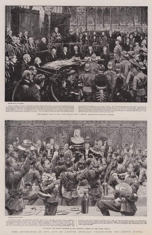 La partida de los Voluntarios Imperiales de la Ciudad de Londres hacia Sudáfrica de Henry Marriott Paget