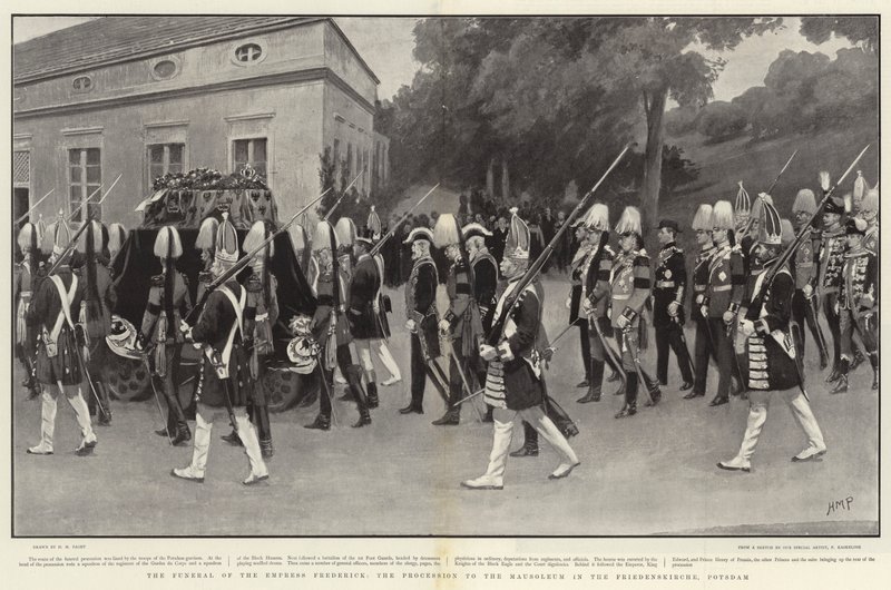 El Funeral de la Emperatriz Frederick, la Procesión al Mausoleo en la Friedenskirche, Potsdam de Henry Marriott Paget