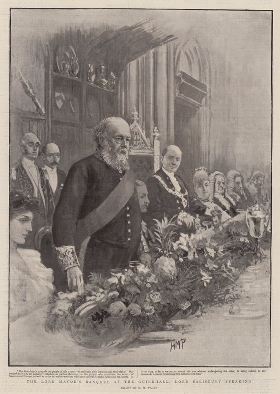 El banquete del alcalde en el Guildhall, Lord Salisbury hablando de Henry Marriott Paget