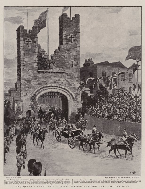 La entrada de la reina en Dublín, pasando por la puerta de la ciudad vieja de Henry Marriott Paget