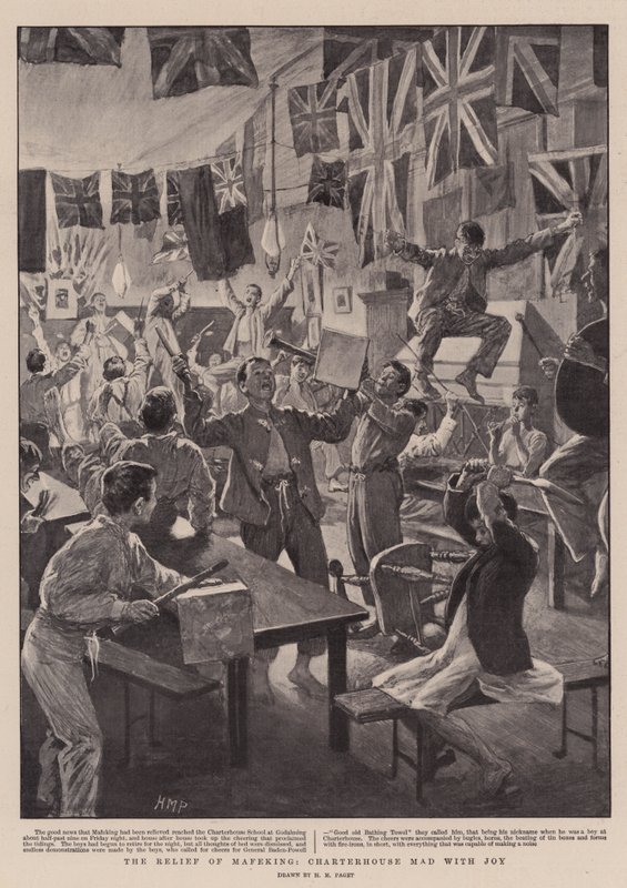 El alivio de Mafeking, Charterhouse loco de alegría de Henry Marriott Paget