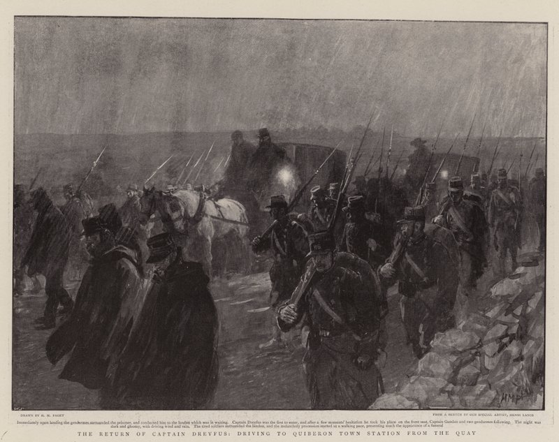 El regreso del Capitán Dreyfus, conduciendo a la estación de la ciudad de Quiberon desde el muelle de Henry Marriott Paget