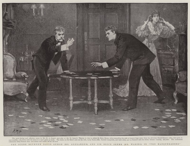 La escena entre David Remon y Sir Brice Skene en los Mascaradores de Henry Marriott Paget