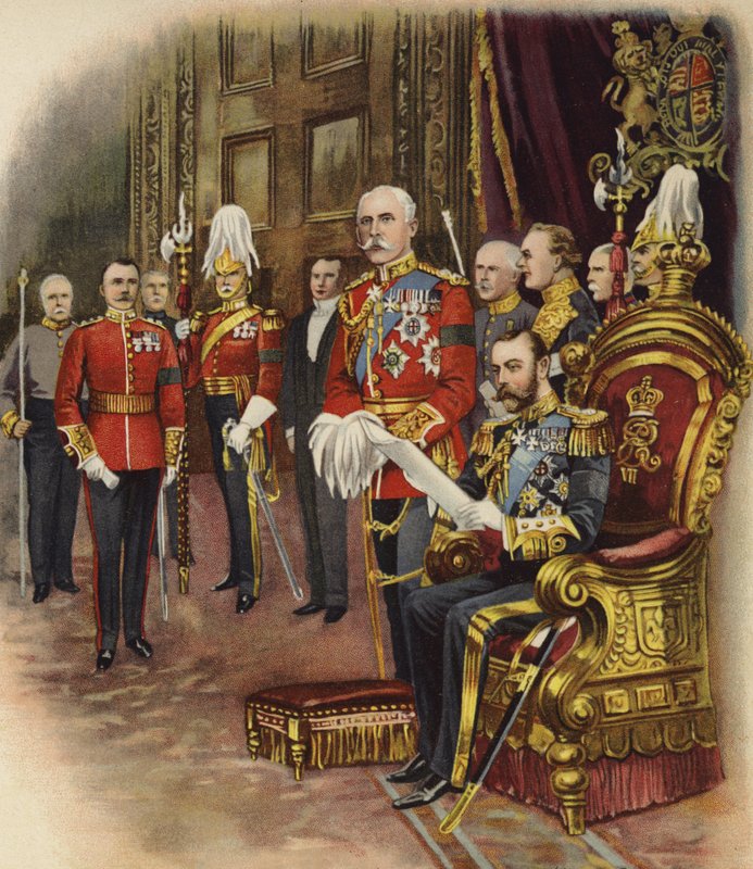 El rey Jorge V celebra su primer tribunal, mayo de 1910 de Henry Payne