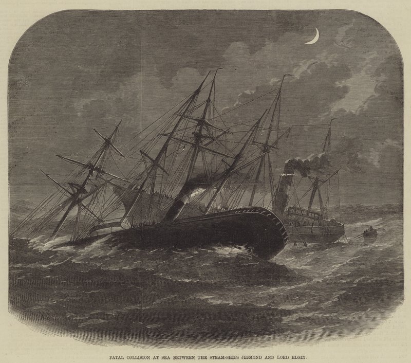 Colisión Fatal en el Mar entre los Barcos de Vapor Jesmond y Lord Elgin de Henry Spernon Tozer