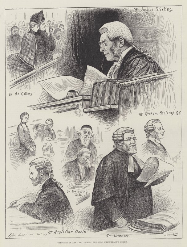 Bocetos en los tribunales, el tribunal del Lord Canciller de Henry Stephen Ludlow
