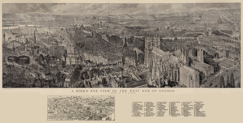 Vista aérea del West End de Londres de Henry William Brewer