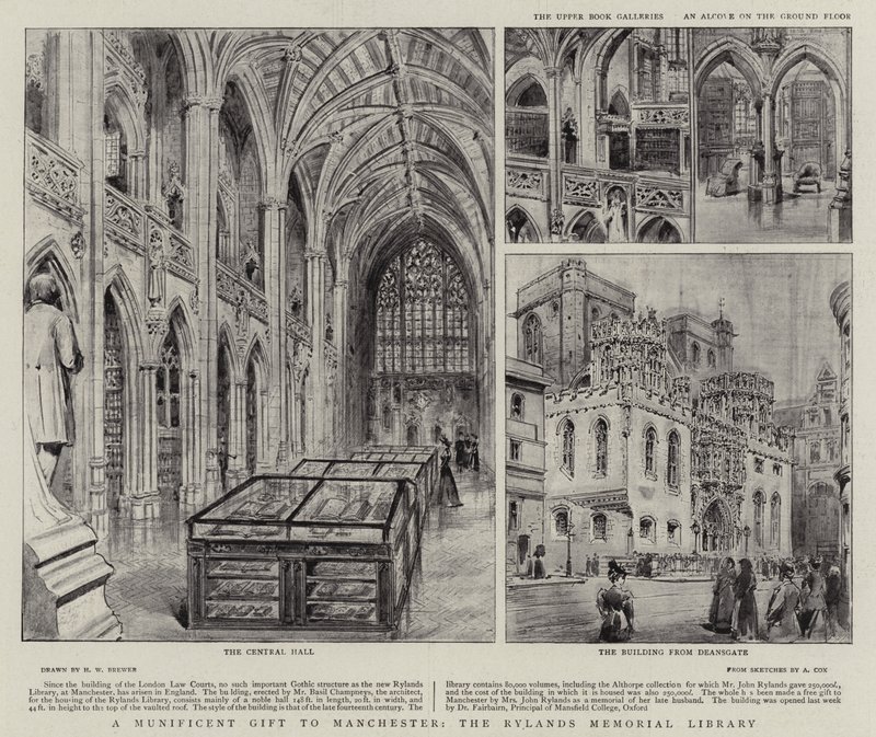 Un regalo munificente a Manchester, la Biblioteca Memorial Rylands de Henry William Brewer