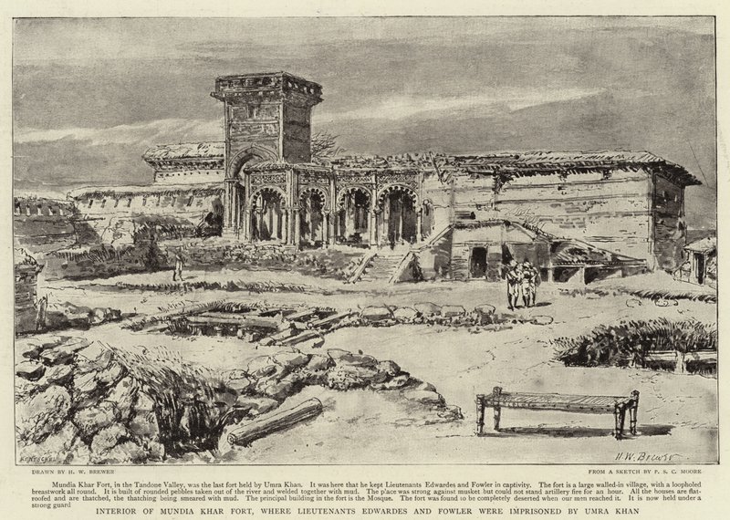 Interior del Fuerte Mundia Khar, donde los tenientes Edwardes y Fowler fueron encarcelados por Umra Khan de Henry William Brewer