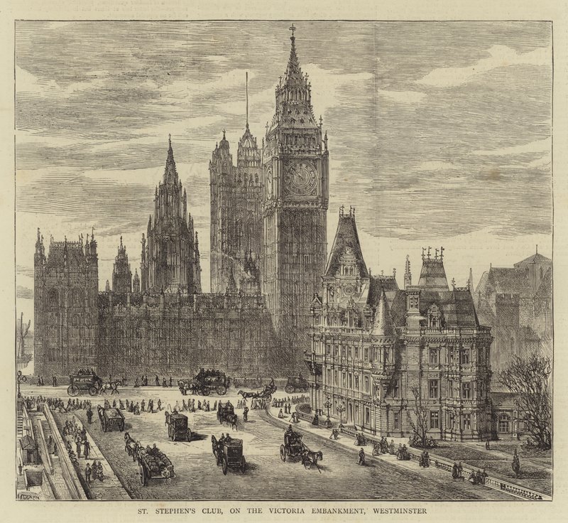 Club de San Esteban, en el Victoria Embankment, Westminster de Henry William Brewer