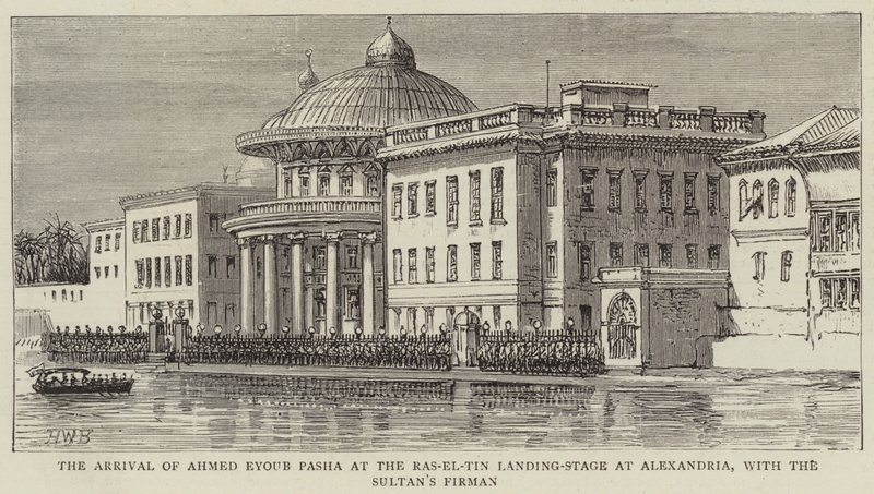 La Llegada de Ahmed Eyoub Pasha al Muelle de Ras-el-Tin en Alejandría, con el Firman del Sultán de Henry William Brewer