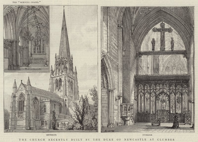 La iglesia recientemente construida por el Duque de Newcastle en Clumber de Henry William Brewer