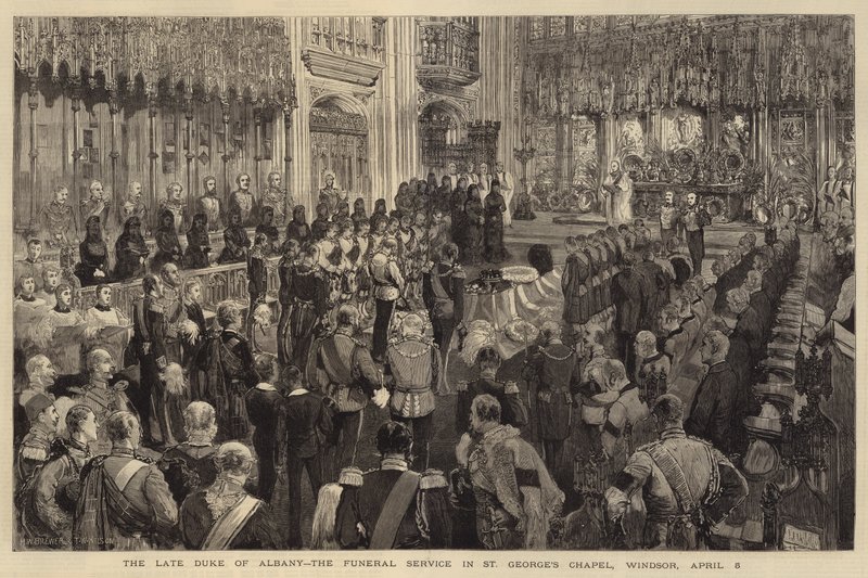 El Difunto Duque de Albany, el Servicio Fúnebre en la Capilla de San Jorge, Windsor, 5 de abril de Henry William Brewer
