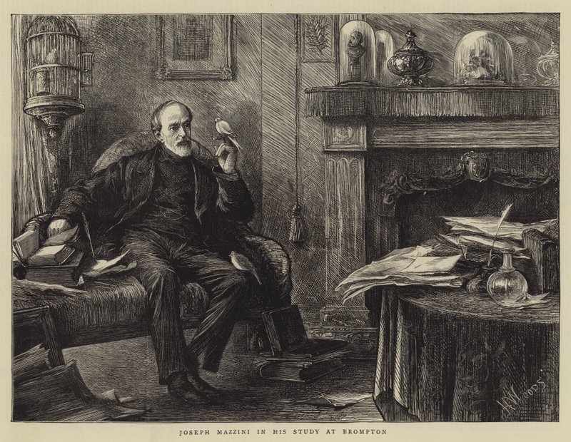 Giuseppe Mazzini en su estudio en Brompton de Henry Woods