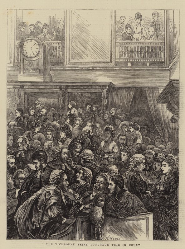 El juicio de Tichborne, hora del almuerzo en la corte de Henry Woods