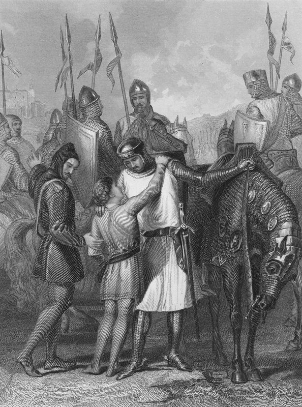 Ricardo de Clare, 2º Conde de Pembroke, despidiéndose de su hermano de Henry after Warren
