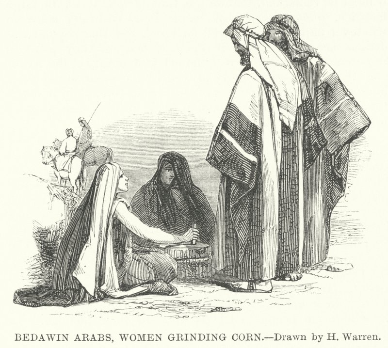 Árabes beduinos, mujeres moliendo maíz de Henry (after) Warren
