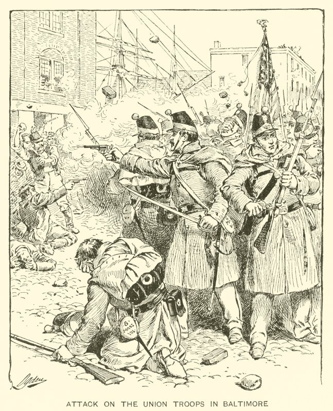 Ataque a las tropas de la Unión en Baltimore de Henry Alexander (after) Ogden