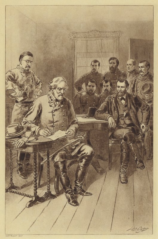 Rendición de Lee a Grant, Appomattox, 9 de abril de 1865 de Henry Alexander (after) Ogden