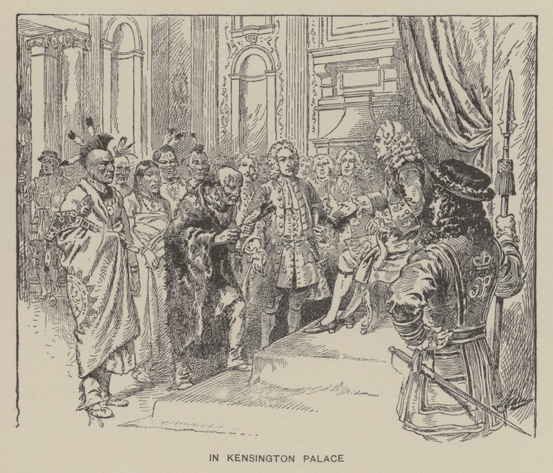 Recepción de los indios Creek por el rey Jorge II en el Palacio de Kensington de Henry Alexander (after) Ogden