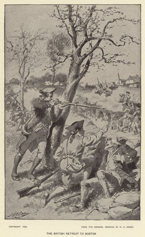 La retirada británica a Boston (litografía) de Henry Alexander (after) Ogden
