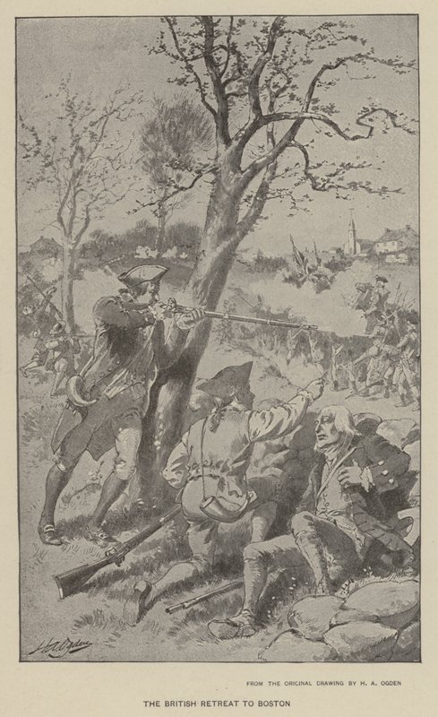 La retirada británica a Boston (litografía) de Henry Alexander (after) Ogden