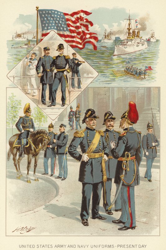 Uniformes del Ejército y la Marina de los Estados Unidos, Actualidad (litografía en color) de Henry Alexander (after) Ogden