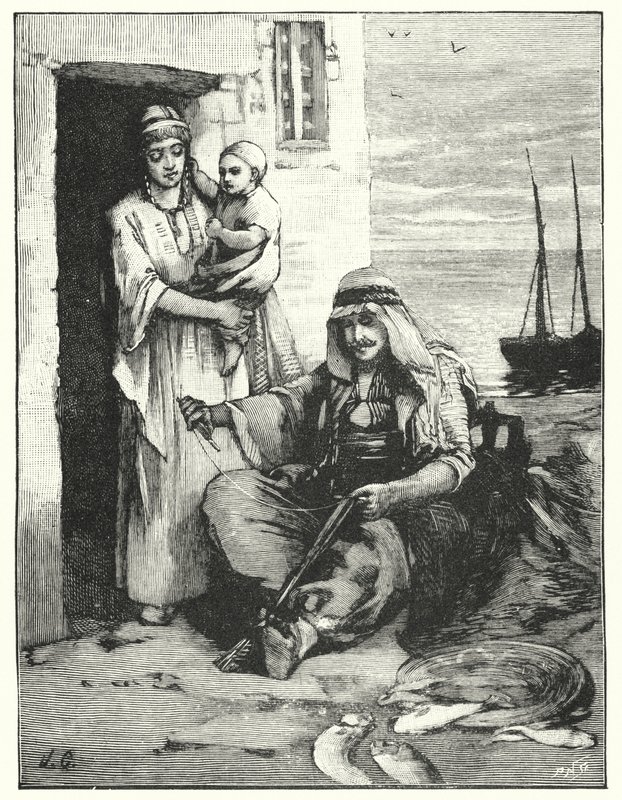 Un pescador reparando sus redes, Mar de Tiberíades de Henry Andrew Harper
