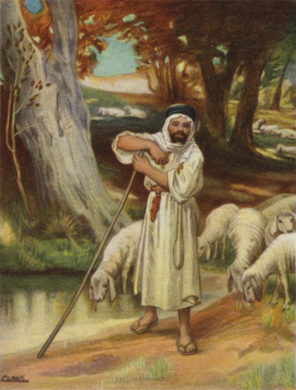 Un pastor y su rebaño en Banias de Henry Andrew Harper