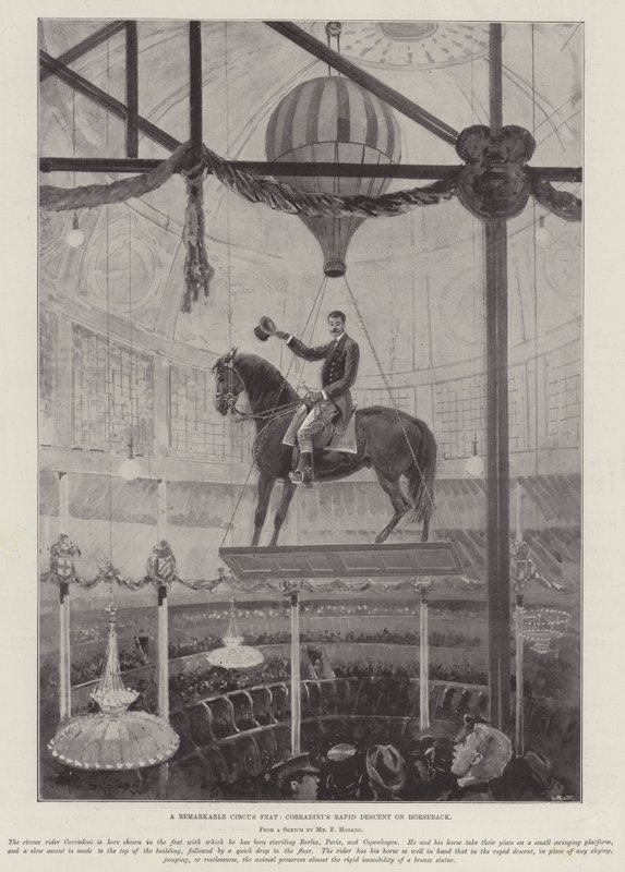 Una hazaña circense notable, el rápido descenso a caballo de Corradini de Henry Charles Seppings Wright