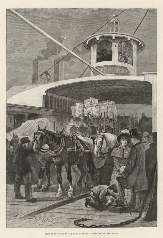 América revisitada por Nuestro Artista Especial, Fulton Ferry, Nueva York de Henry Charles Seppings Wright