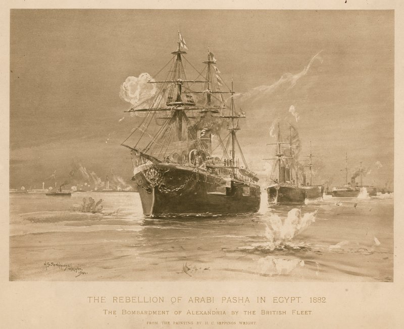 Bombardeo de Alejandría por la flota británica durante la rebelión de Ali Pasha, Egipto de Henry Charles Seppings Wright