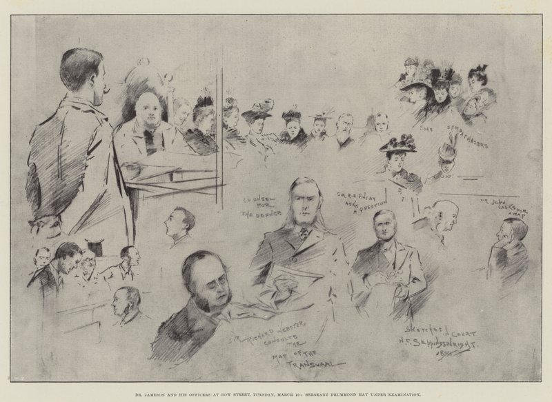 El Dr. Jameson y sus Oficiales en Bow Street, martes, 10 de marzo, el Sargento Drummond Hay bajo examen de Henry Charles Seppings Wright