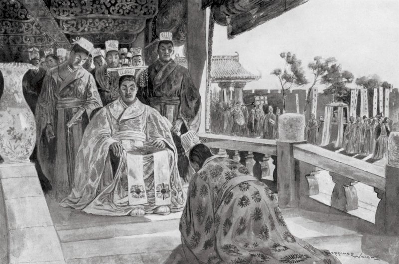Han Yu presentando su Memorial (litografía) de Henry Charles Seppings Wright