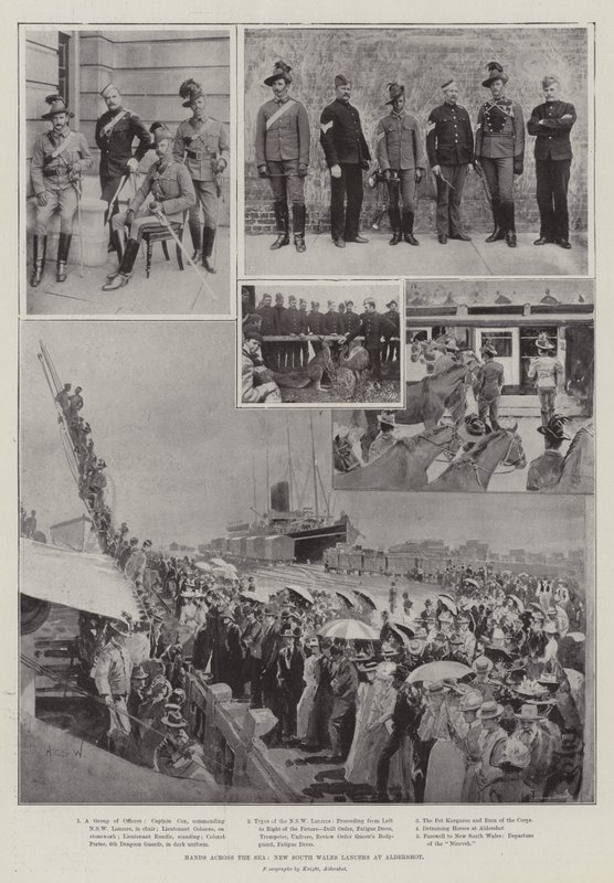 Manos a través del mar, lanceros de Nueva Gales del Sur en Aldershot de Henry Charles Seppings Wright