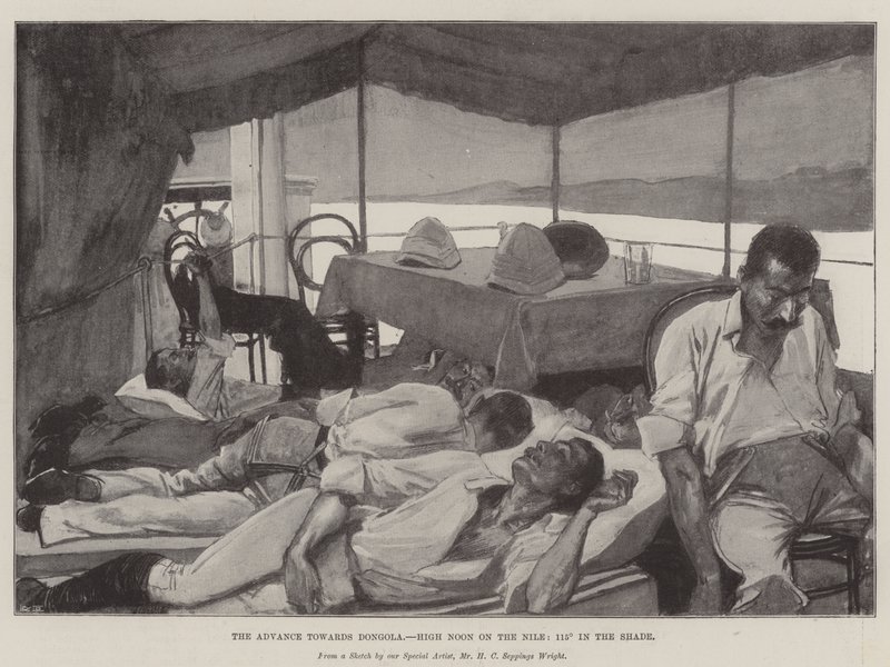 El avance hacia Dongola, mediodía en el Nilo, 115° a la sombra de Henry Charles Seppings Wright