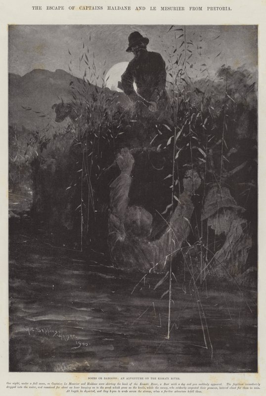 La fuga de los capitanes Haldane y Le Mesurier de Pretoria de Henry Charles Seppings Wright