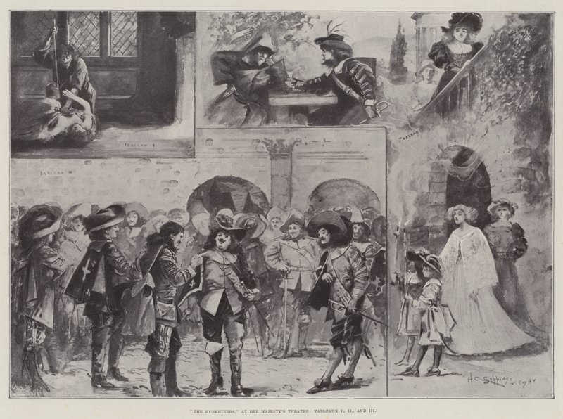 Los mosqueteros, en el Teatro de Su Majestad, Tableaux I, II y III de Henry Charles Seppings Wright