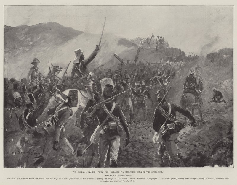 El avance en Sudán, ¡Hey! ¡Ho! ¡Saladino! una canción de marcha de los sudaneses de Henry Charles Seppings Wright