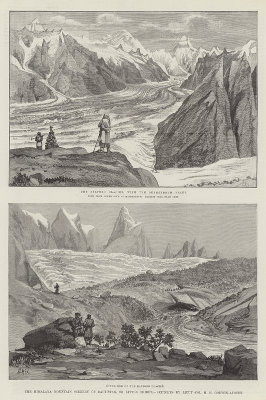 El paisaje montañoso del Himalaya de Baltistán, o el pequeño Tíbet de Henry Haversham Godwin Austen