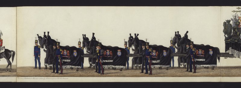 Parte de la vista panorámica de todo el cortejo fúnebre de Arthur, Duque de Wellington de Henry Jr and Sala Alken