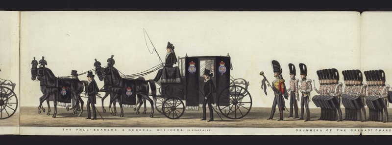 Parte de la vista panorámica de todo el cortejo fúnebre de Arthur, Duque de Wellington de Henry Jr and Sala Alken