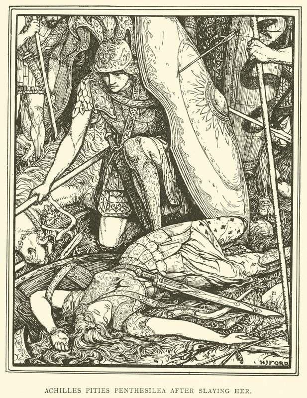 Aquiles Compadece a Pentesilea después de Matarla de Henry Justice Ford